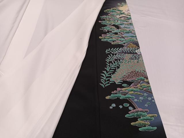 平和屋着物○本場加賀友禅作家 杉浦伸 黒留袖 風景草花文 暈し染め