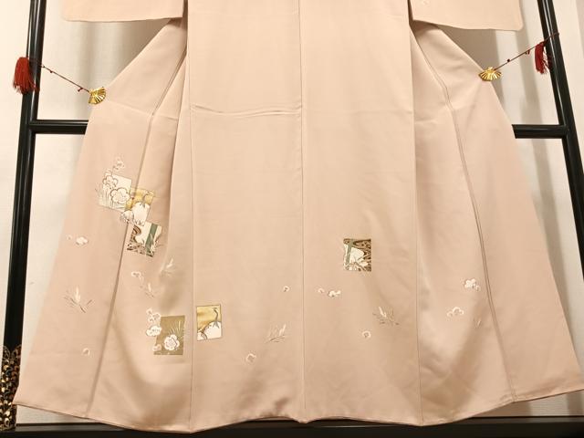 平和屋着物●訪問着　友禅　駒刺繍　色紙松竹梅　鶴　金彩　正絹　逸品　AABH3060ph_2