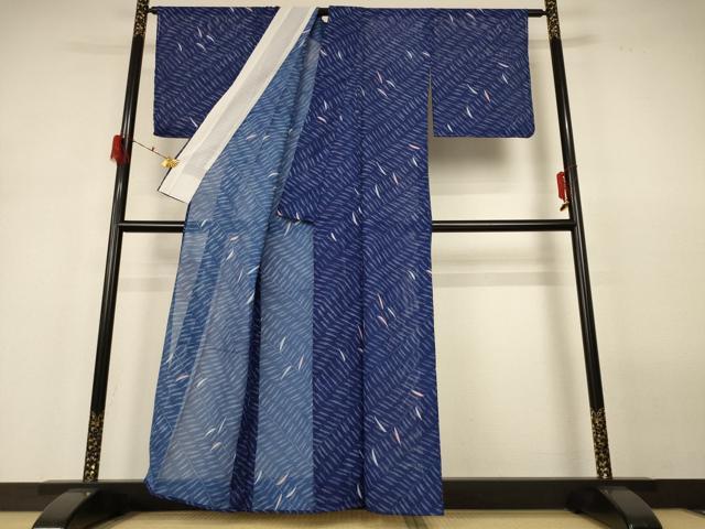 平和屋着物＊夏物　小紋　絽　枝葉文　洗える着物　未使用　AABH3162jd_2