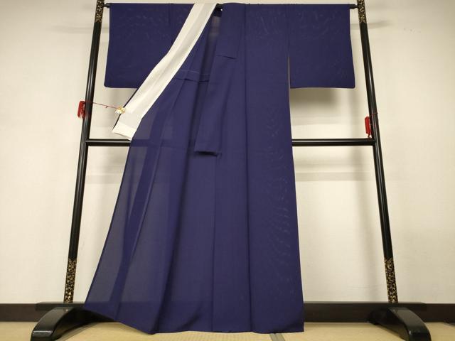 平和屋着物＊夏物　色無地　絽　深紫色　正絹　逸品　AABH3173jd_1