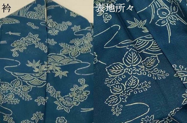平和屋着物＊夏物　小紋　絽　流水花文　洗える着物　AABH3177jd