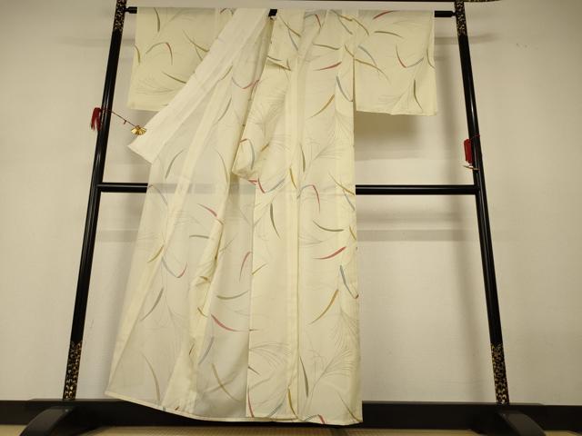 平和屋着物＊夏物　小紋　絽　草葉文　洗える着物　AABH3234jd_2