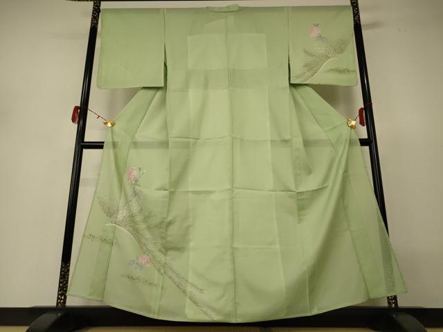 平和屋着物＊夏物　訪問着　絽　枝花文　金彩　正絹　逸品　AABH3256jd