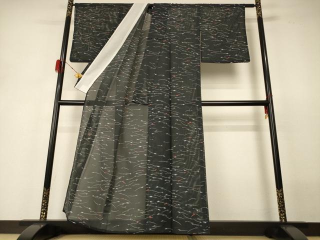 平和屋着物＊夏物　小紋　絽　舞葉文　洗える着物　AABH3260jd_2