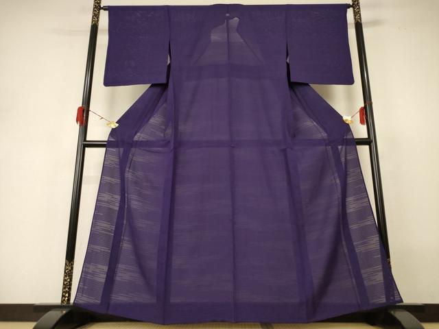 平和屋着物＊夏物　色無地　霞文絽　深紫色　反端付き　正絹　逸品　AABH3275jd