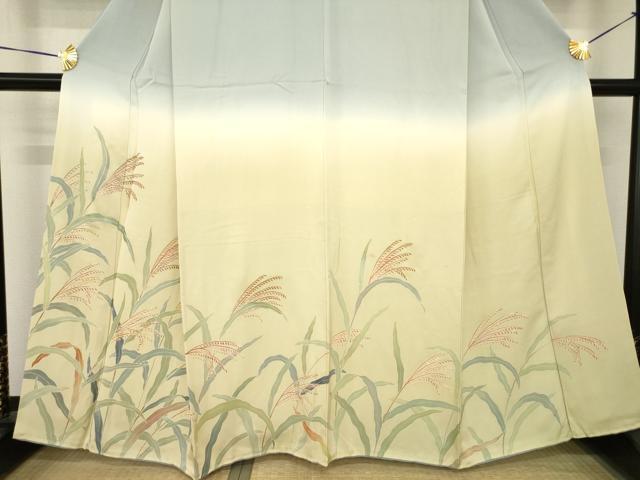 平和屋着物●訪問着　友禅　刺繍　舞蝶文　暈し染め　正絹　逸品　AABH3305ck_2