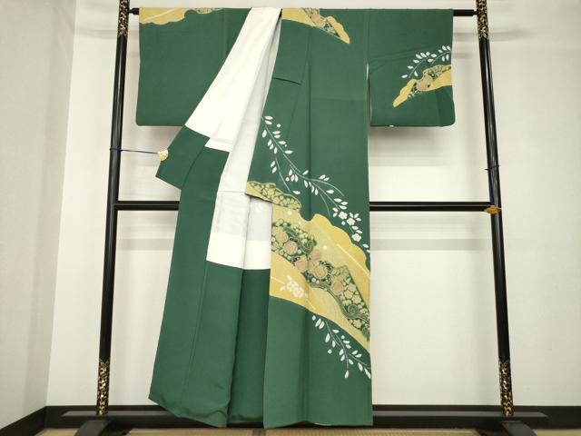 平和屋着物●十日町　名門　滝泰謹製　訪問着　辻が花　絞り　雪輪花文　金彩　正絹　逸品　AABH3354ck_1