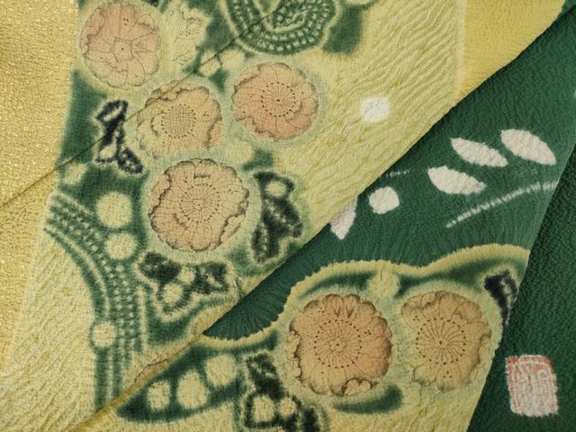 平和屋着物●十日町　名門　滝泰謹製　訪問着　辻が花　絞り　雪輪花文　金彩　正絹　逸品　AABH3354ck_9