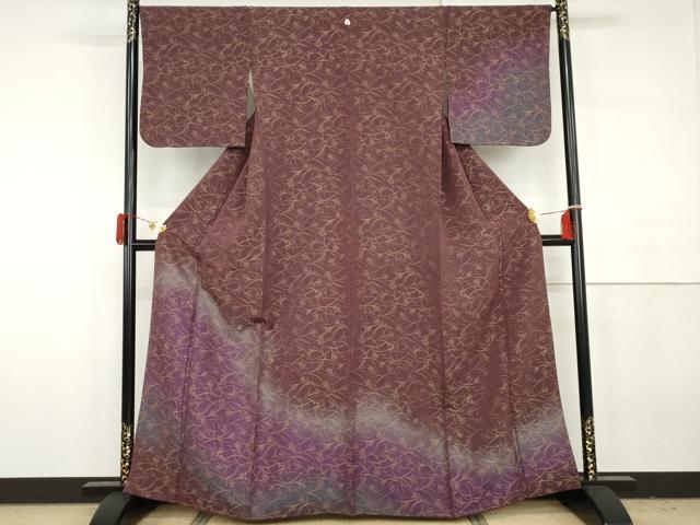 平和屋着物●訪問着　寿光織　すすき　暈し染め　金糸　金通し地　正絹　逸品　AABH3668cs