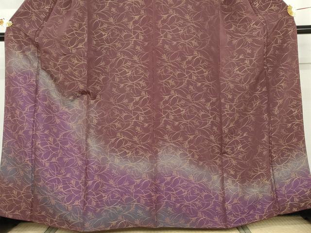 平和屋着物●訪問着　寿光織　すすき　暈し染め　金糸　金通し地　正絹　逸品　AABH3668cs_2