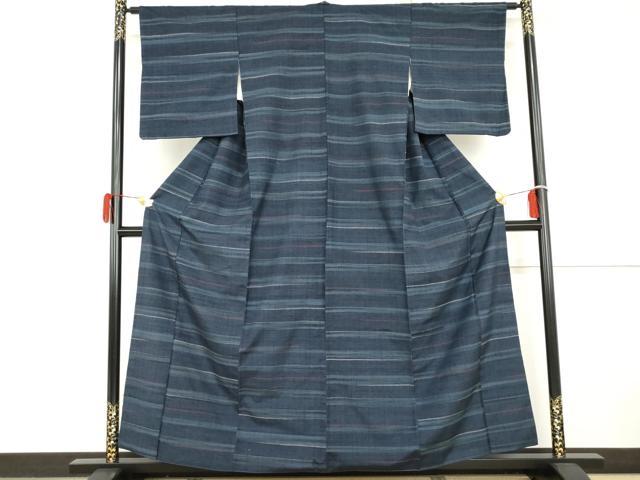平和屋着物●郡上紬　草木染　横段文　正絹　逸品　AABH3752cs_1