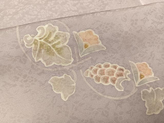 平和屋着物●訪問着　向い鳥葡萄花唐草文　暈し染め　金彩　正絹　逸品　AABH3825ph_5