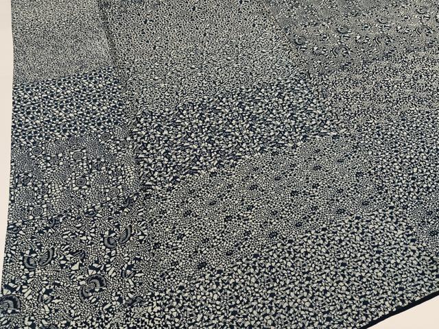 平和屋着物●本藍　小紋　草花文　正絹　逸品　AABH3828ph_3