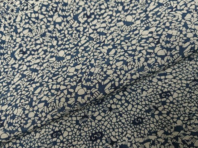 平和屋着物●本藍　小紋　草花文　正絹　逸品　AABH3828ph_4