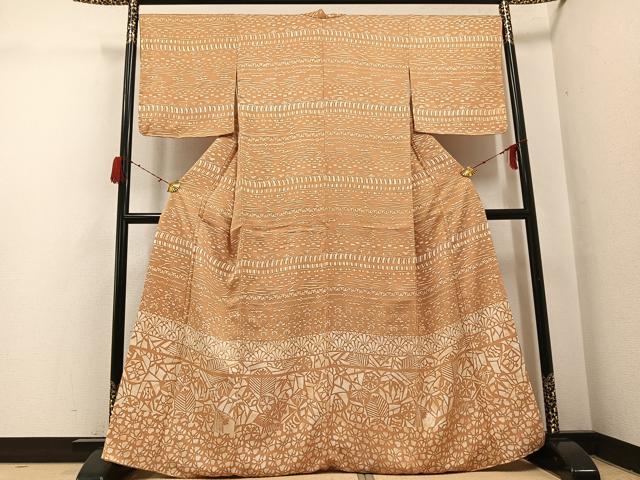 平和屋着物○訪問着 ろうけつ染 草花文 正絹 逸品 未使用 AABH3834ph