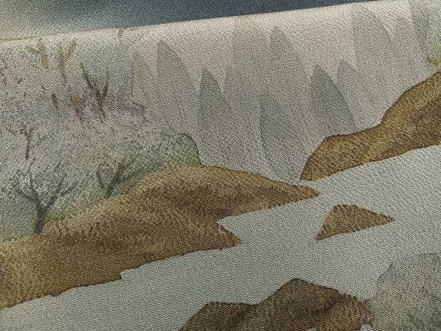 平和屋着物●訪問着　手描き　樹林文　暈し染め　鬼しぼ縮緬　正絹　逸品　未使用　AABH3835ph_5