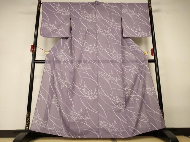 平和屋着物＊夏物　小紋　紗　萩文　洗える着物　AABH3906jd_1
