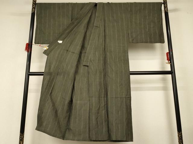 平和屋着物＊夏物　男性　小紋　紗　間道　さんび謹製　キングサイズ　綿麻　AABH3938jd_2