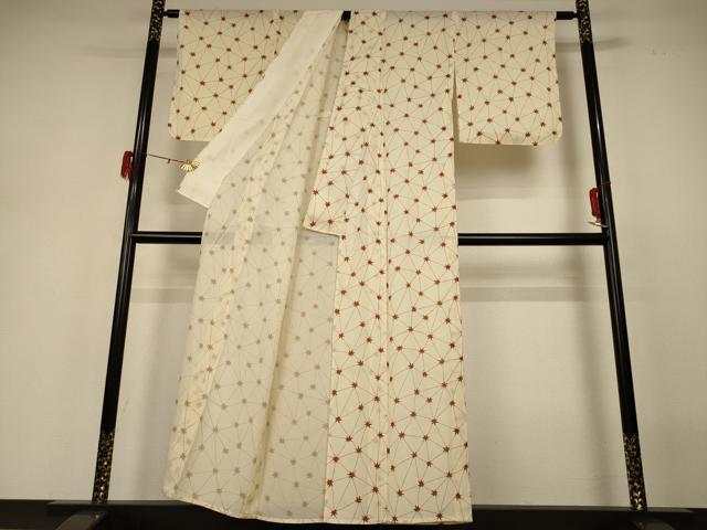平和屋着物＊夏物　小紋　絽　幾何学文様　正絹　逸品　AABH3943jd_2