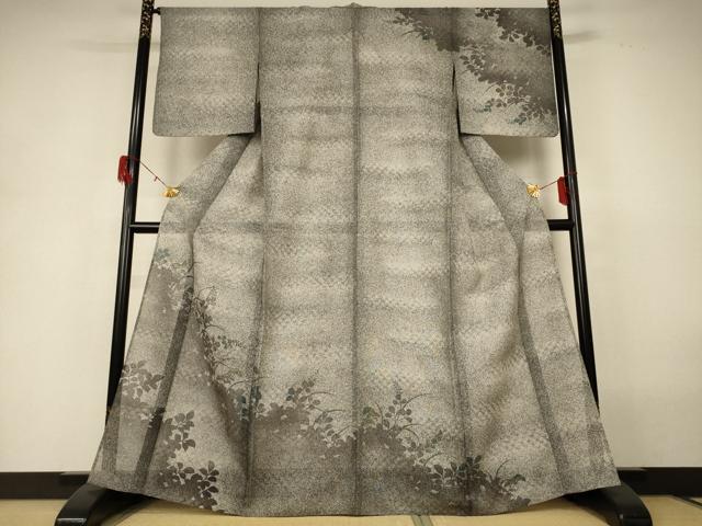 平和屋着物＊夏物　訪問着　紗　駒刺繍　萩文　正絹　逸品　AABH3989jd