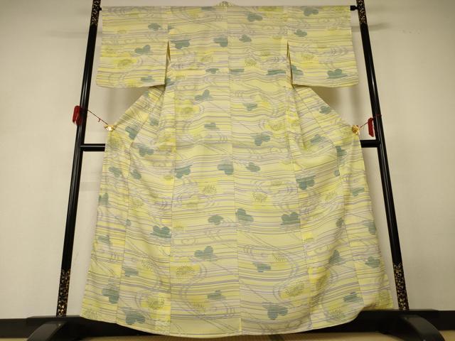 平和屋着物＊夏物　小紋　紗　流水花文　洗える着物　AABH4025jd_1