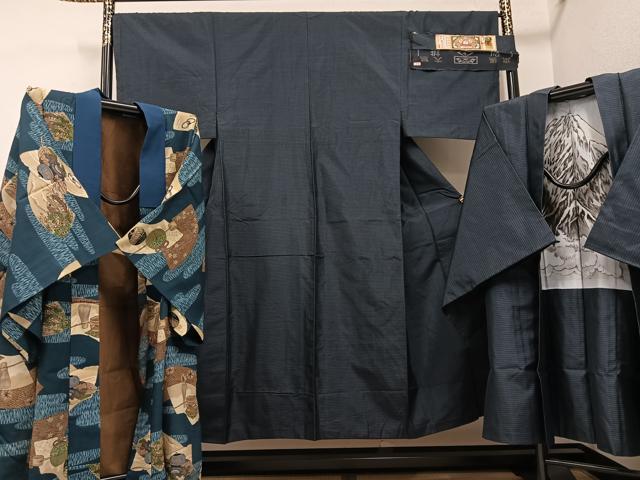 平和屋着物●男性　本場大島紬　アンサンブル　長襦袢(無双仕立て)セット　上村商店　証紙付き　正絹　逸品　AABH4119ph 32,110円