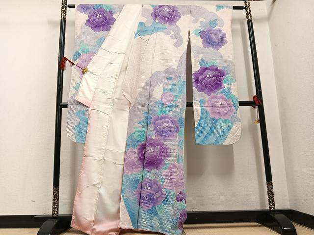 平和屋着物●名門　藤娘きぬたや・総絞り　振袖　草花文　正絹　逸品　AABH4149ph_1