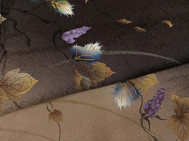 平和屋着物●訪問着　手描き　蔦の葉文　暈し染め　金銀彩　正絹　逸品　未使用　AABH4195ph_4