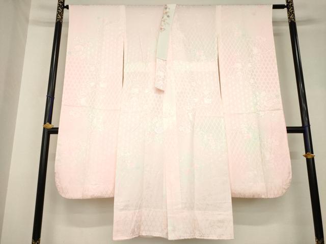 平和屋着物●振袖用長襦袢　無双仕立て　花蝶地紋　暈し染　正絹　逸品　AABH4236ck