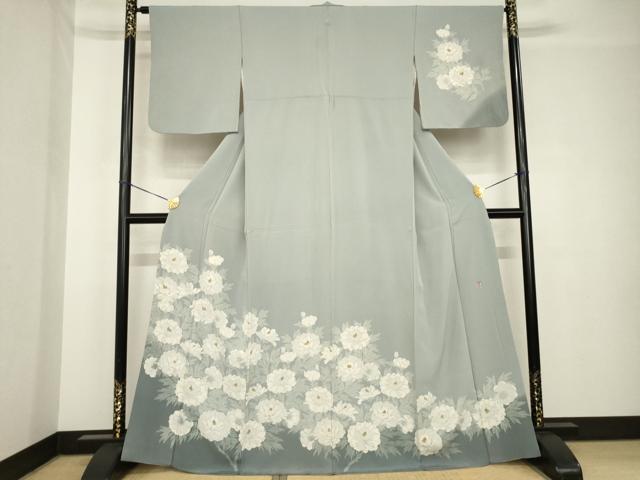 平和屋着物●訪問着　作家物　草花文　正絹　逸品　AABH4241ck