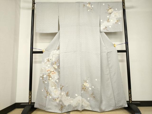 平和屋着物●訪問着　絞り　刺繍　扇面花文　金彩　高島屋扱い　正絹　逸品　AABH4250ck