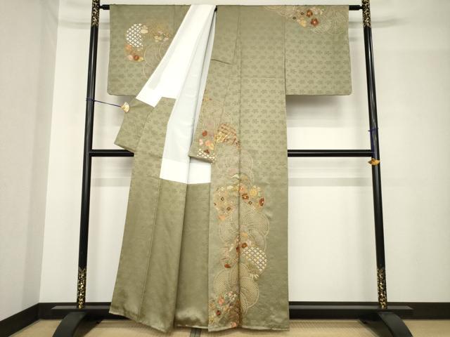 平和屋着物●訪問着　総刺繍　ねじ梅　金糸　正絹　逸品　AABH4265ck_1