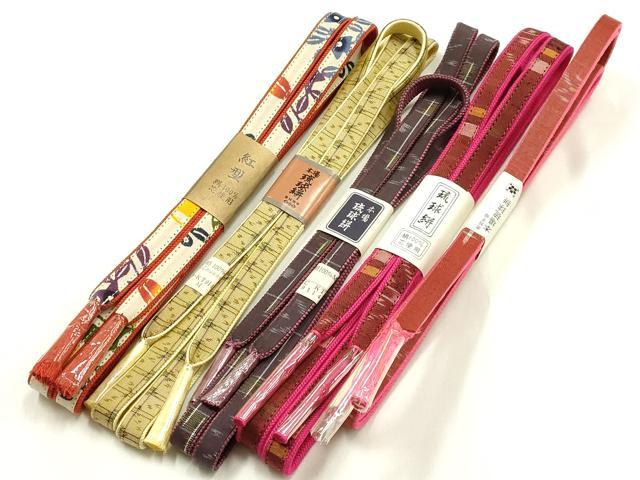 平和屋着物●和装小物　上質な帯締め5本セット　琉球絣　紅型　逸品　全て未使用　AABH4330ay