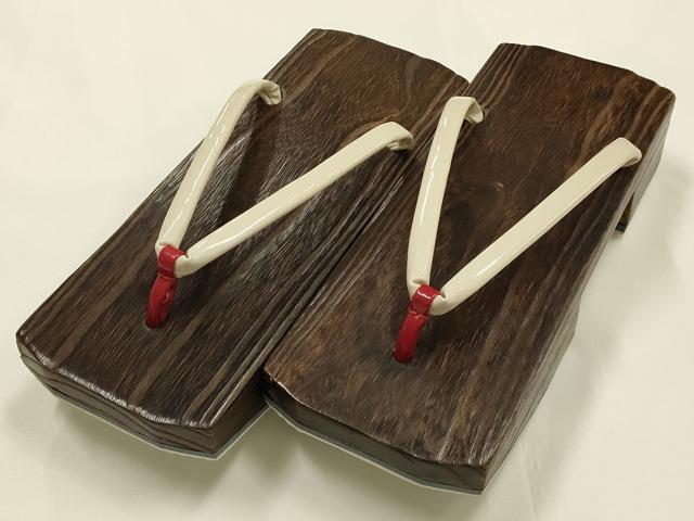 平和屋着物●男性　和装小物　下駄　伊と忠　鼻緒：白×赤　逸品　AABH4393ay