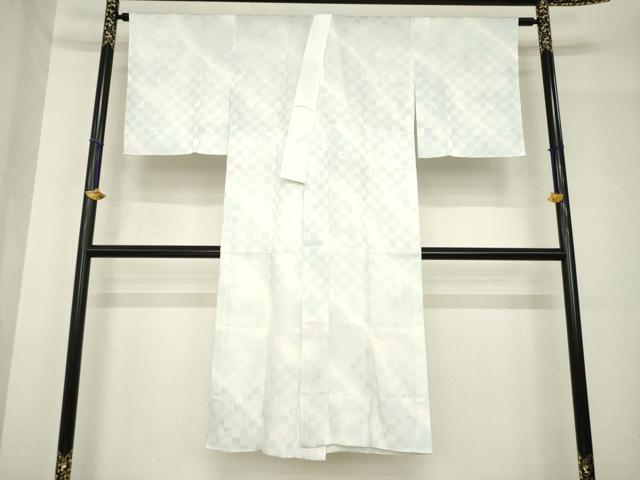 平和屋着物●長襦袢　無双仕立て　斜縞　市松地紋　暈し染め　正絹　逸品　AABH4576ck