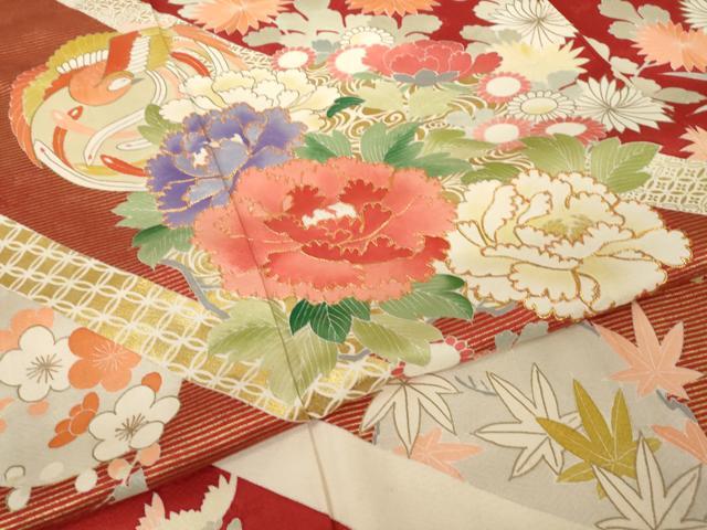 平和屋着物●創業460年・千總　振袖　駒刺繍　鳳凰花丸文　金彩　正絹　逸品　AABH4604ck_4