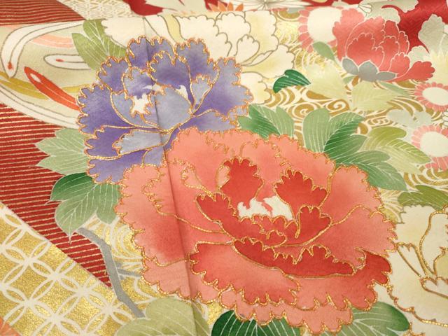平和屋着物●創業460年・千總　振袖　駒刺繍　鳳凰花丸文　金彩　正絹　逸品　AABH4604ck_5