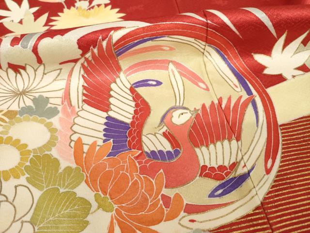 平和屋着物●創業460年・千總　振袖　駒刺繍　鳳凰花丸文　金彩　正絹　逸品　AABH4604ck_6