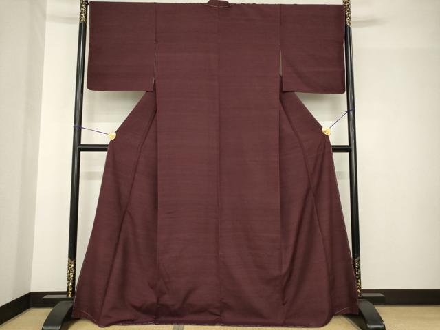 平和屋着物○上質な紬 色無地 紫鳶色 正絹 逸品 未使用 AABH4627ckの 