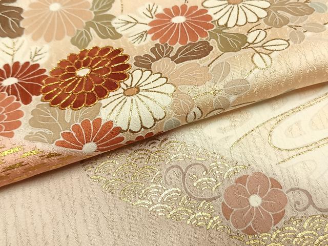 平和屋着物●訪問着　友禅　草花文　暈し染め　金彩　正絹　逸品　未使用　AABH4648fy_4
