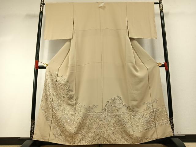 平和屋着物●豪華色留袖　中国三大刺繍　汕頭刺繍　スワトウ刺繍　総刺繍　地紙花文　金糸　正絹　逸品　未使用　AABH4724fy