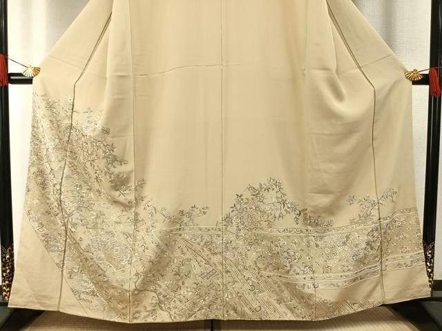 平和屋着物●豪華色留袖　中国三大刺繍　汕頭刺繍　スワトウ刺繍　総刺繍　地紙花文　金糸　正絹　逸品　未使用　AABH4724fy_2