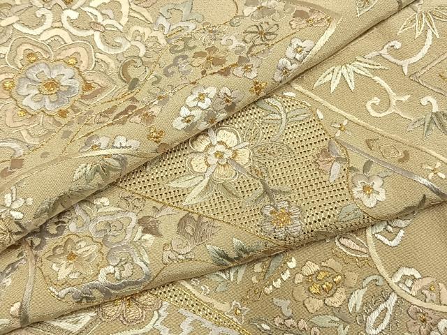 平和屋着物●豪華色留袖　中国三大刺繍　汕頭刺繍　スワトウ刺繍　総刺繍　地紙花文　金糸　正絹　逸品　未使用　AABH4724fy_6