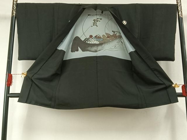 平和屋着物●男性　黒紋付　羽織セット　正絹　逸品　AABH4792fy_7