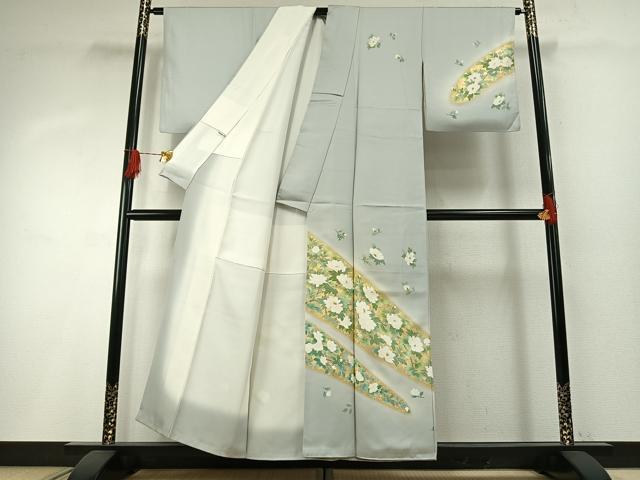 平和屋着物●訪問着　枝花文　暈し染め　金彩　正絹　逸品　AABH4866fy_1