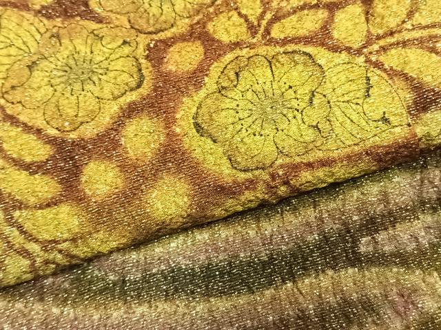 平和屋着物●樋熊哲也　訪問着　辻が花　絞り　手描き　暈し染め　金通し地　正絹　逸品　AABH4924fy_4