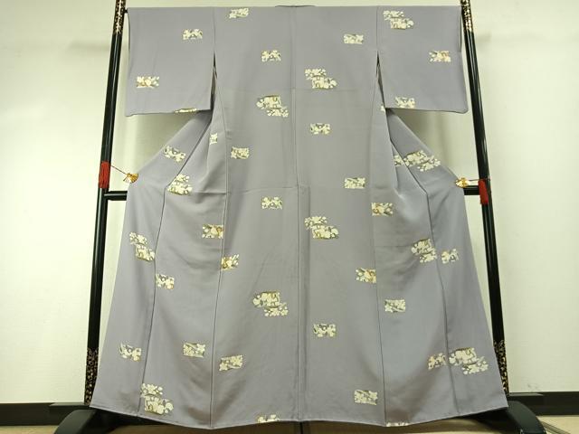 平和屋着物●上質な小紋　草花文　正絹　逸品　AABH4925fy_1