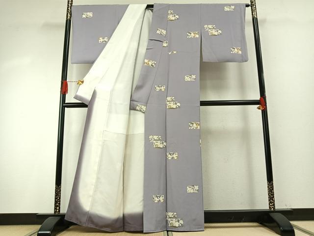 平和屋着物●上質な小紋　草花文　正絹　逸品　AABH4925fy_2