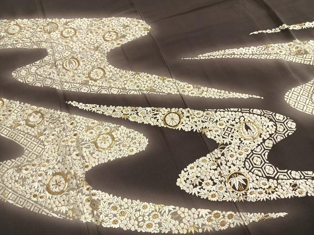 平和屋着物●訪問着　総刺繍　駒刺繍　流水花文　暈し染め　金銀糸　三越扱い　正絹　逸品　AABH4979fy_3