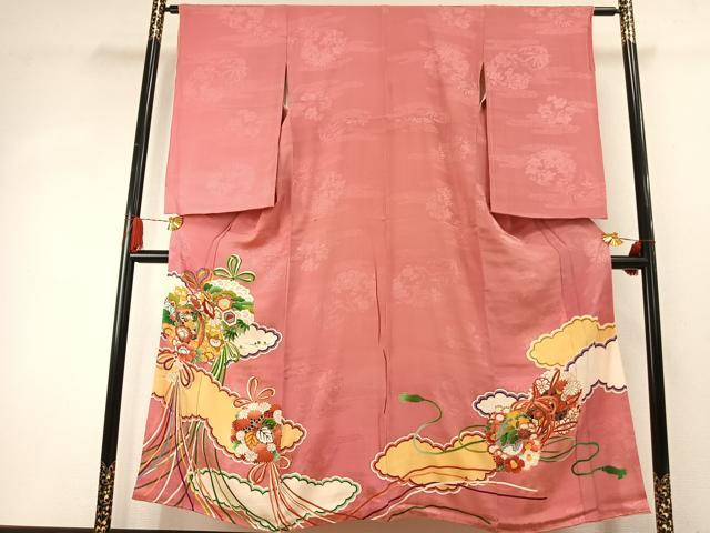 平和屋着物●アンティーク　大正ロマン　色留訪問着　花鳥文　金彩　正絹　逸品　AABH5012fy 41,600円